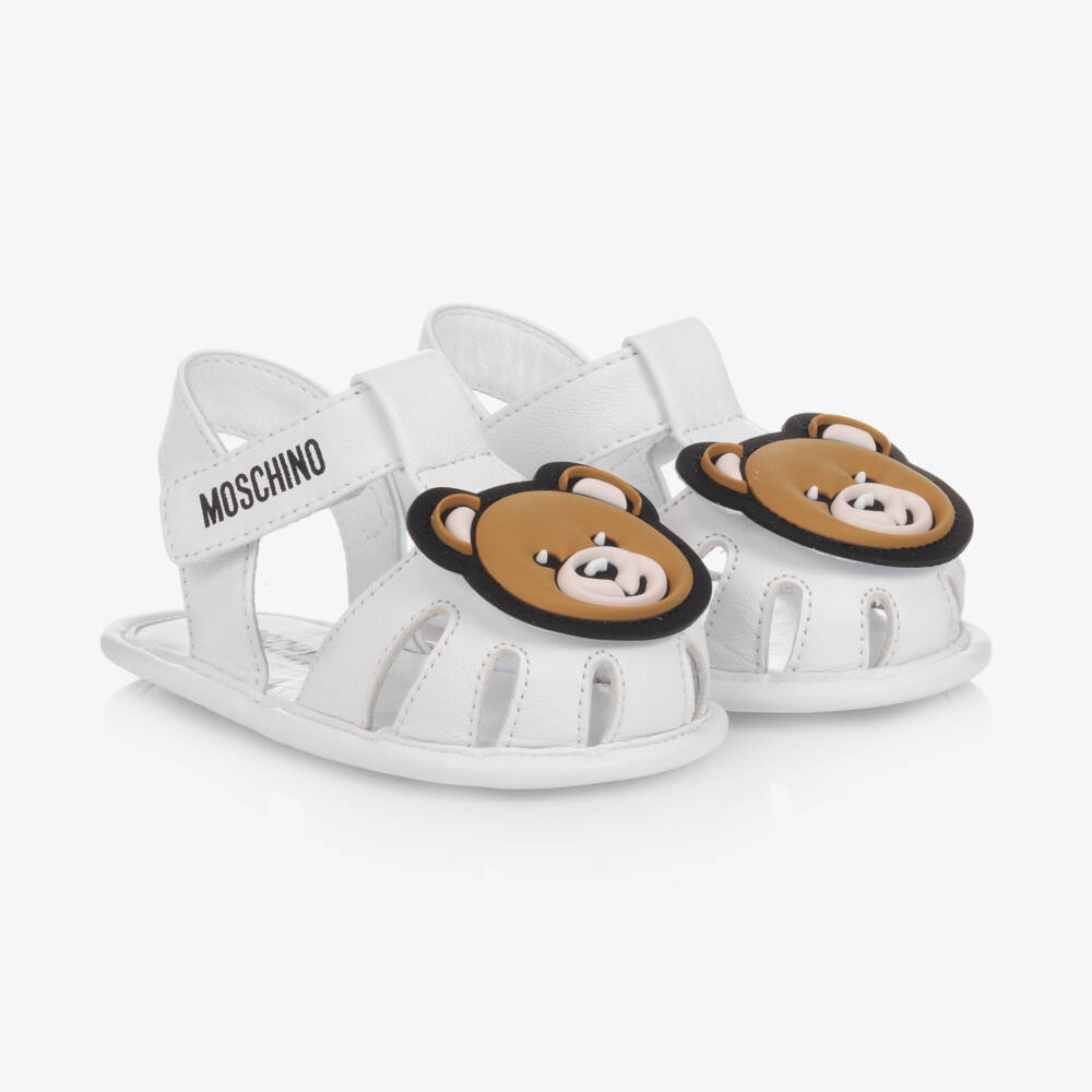 Moschino-White Leather Pre-Walker Sandals | Childrensalon Outlet