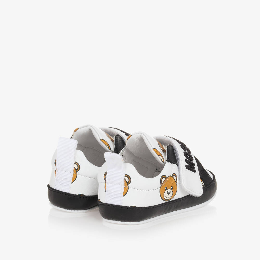Moschino Baby White Leather Pre Walker Shoes