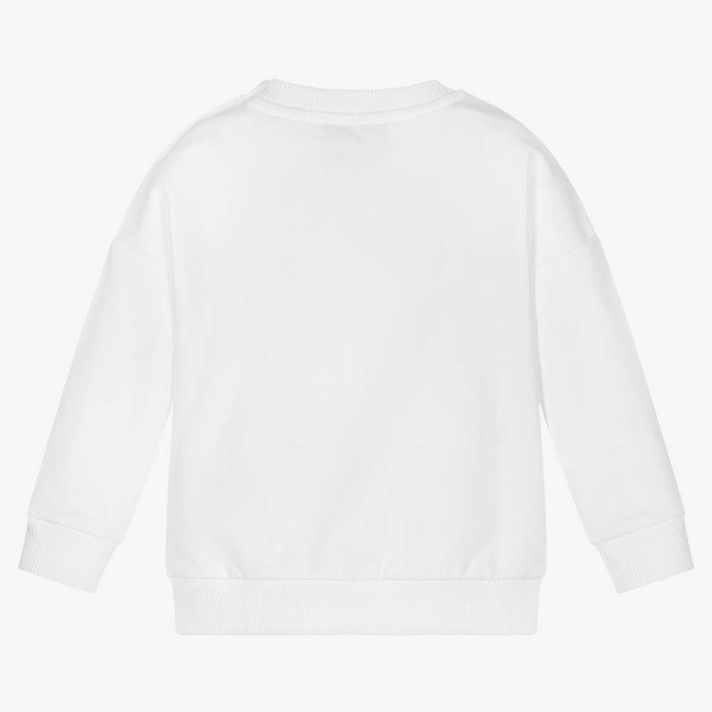 Moschino Baby-سويتشيرت قطن جيرسي لون أبيض للأطفال | Childrensalon Outlet