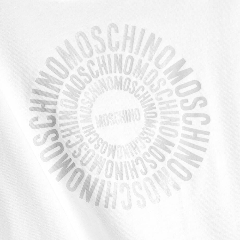 Moschino-White Logo Cropped T-shirt | Childrensalon Outlet