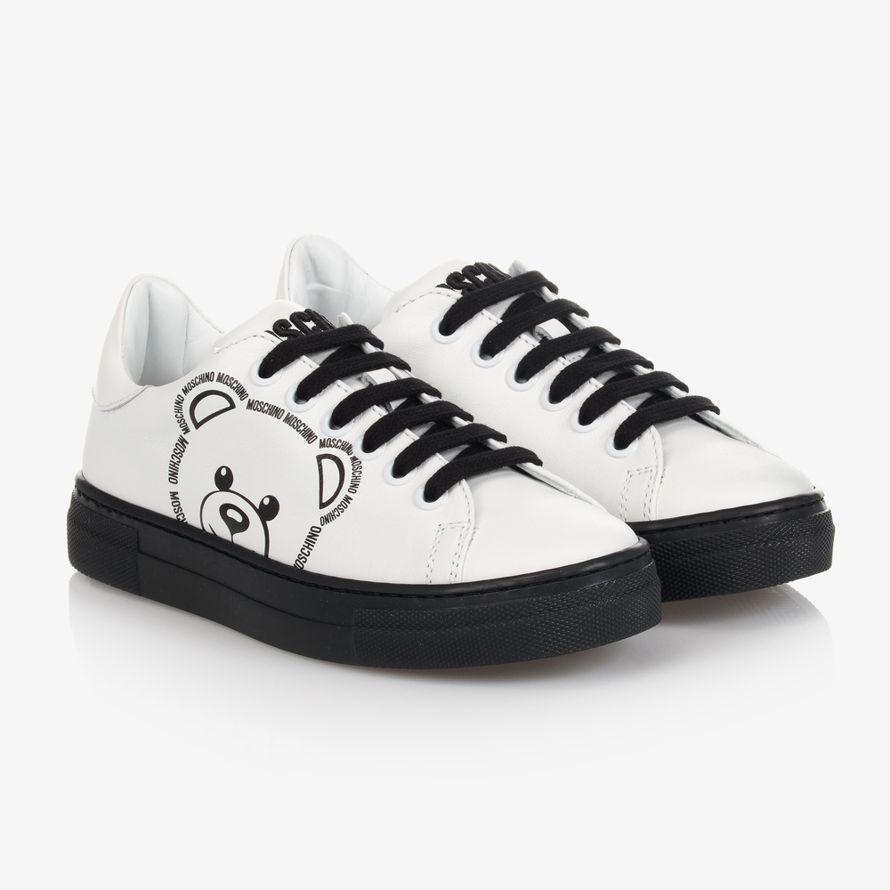 Moschino Kid-Teen - Weiße Leder-Sneakers | Childrensalon