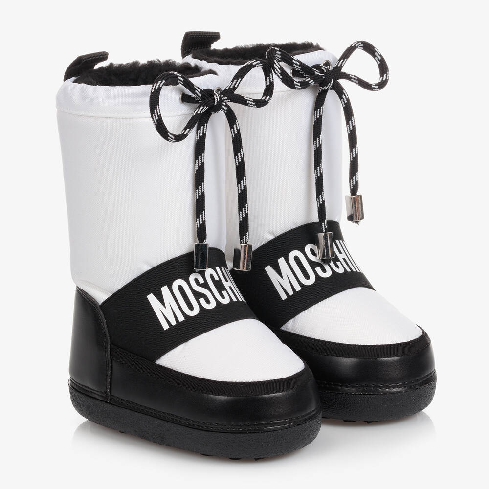 Moschino Kid-Teen - White Logo Snow Boots | Childrensalon