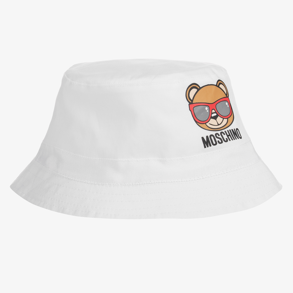 Moschino Baby - White Logo Sun Hat | Childrensalon