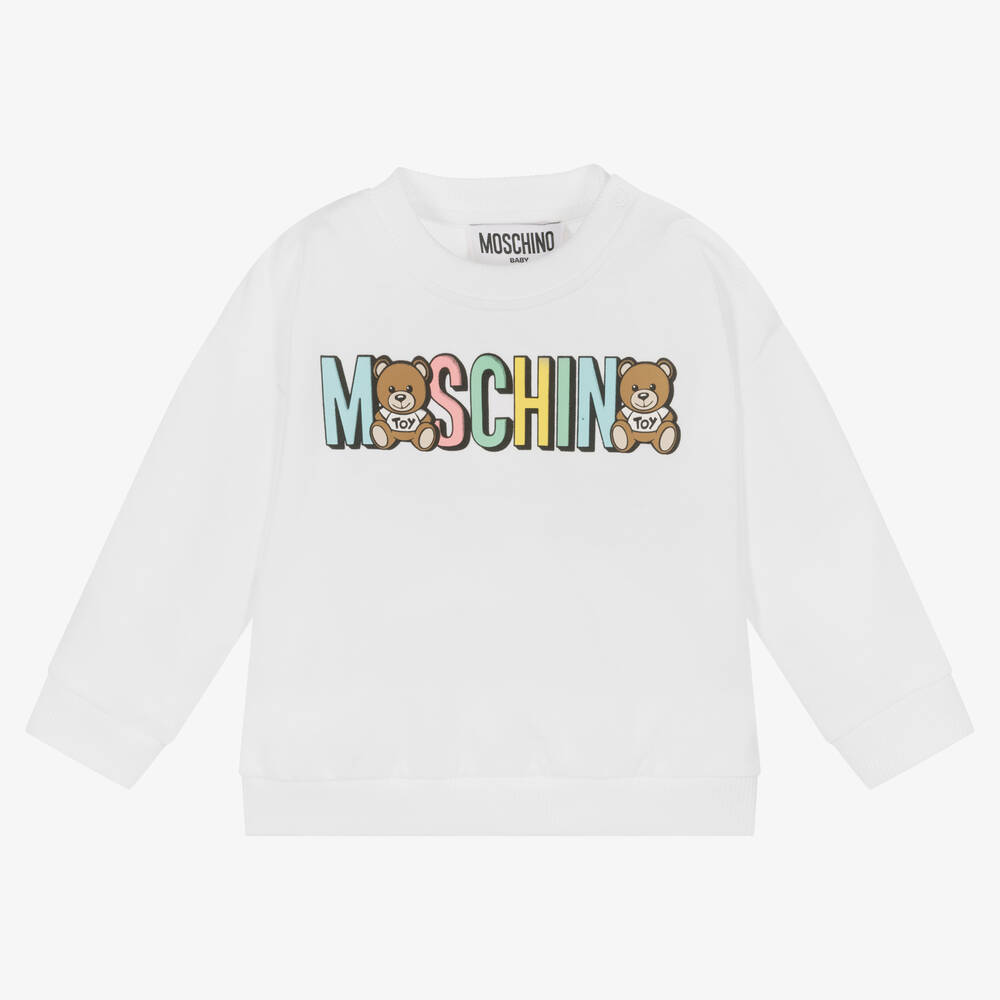 Moschino Baby - White Organic Cotton Logo Sweatshirt | Childrensalon