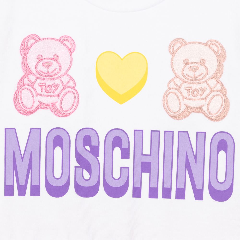 Moschino Baby-White & Pink Cotton Dress | Childrensalon Outlet