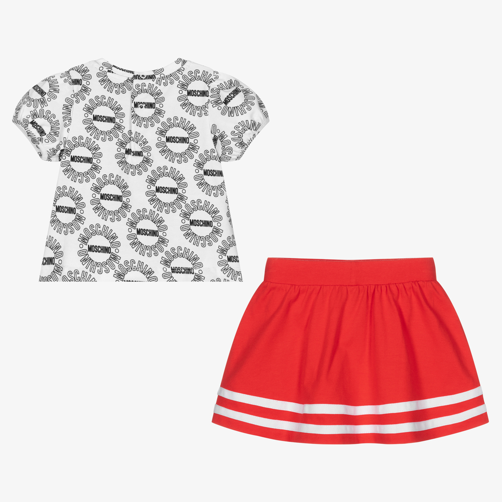 Moschino Малыши-Белый топ и красная юбка для малышей | Childrensalon Outlet