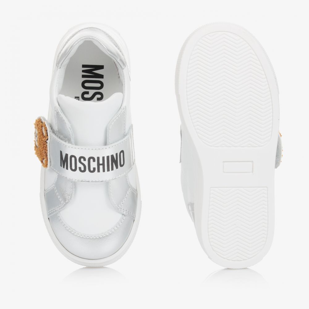 Silver moschino trainers clearance