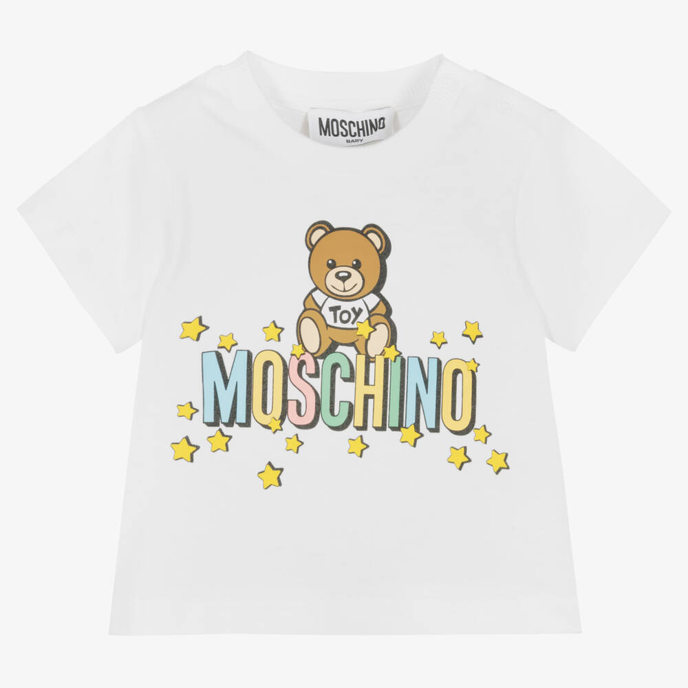 Moschino Baby - White Teddy Bear Cotton T-Shirt | Childrensalon Outlet
