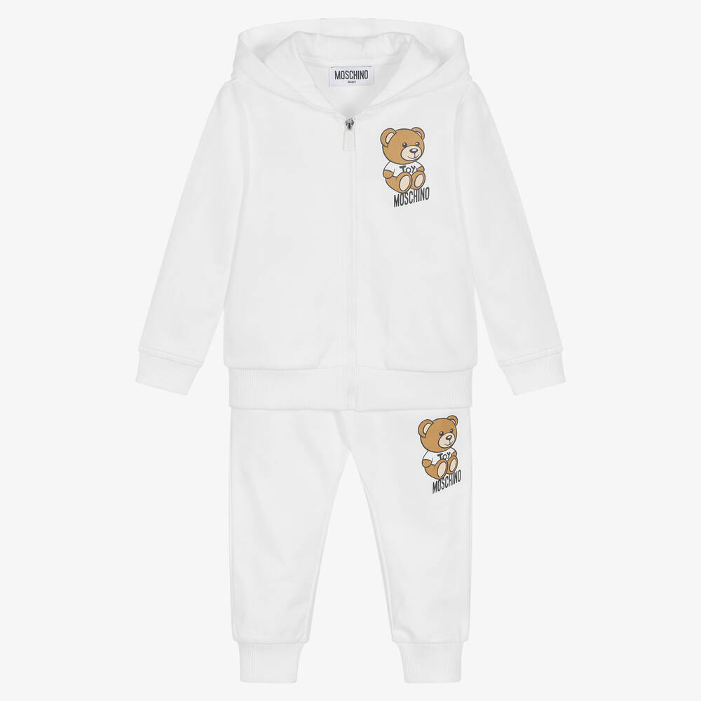Moschino Baby - White Teddy Bear Cotton Tracksuit | Childrensalon