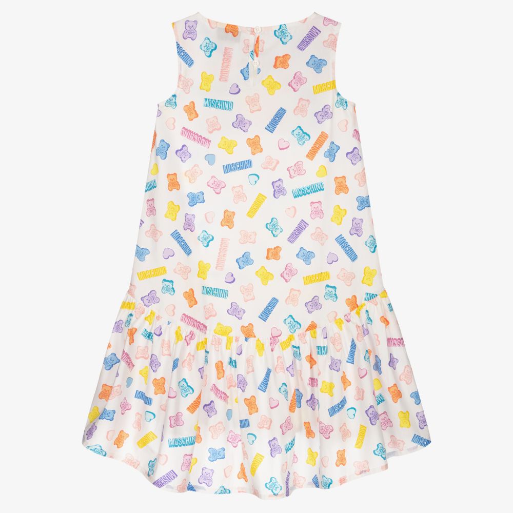Moschino Kid-Teen-White Teddy Bear Heart Dress | Childrensalon Outlet
