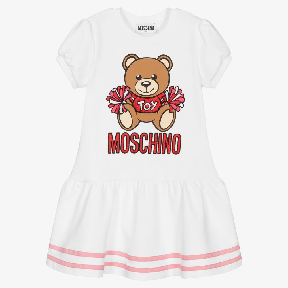 Moschino Kid-Teen - White Teddy Bear Logo Dress | Childrensalon