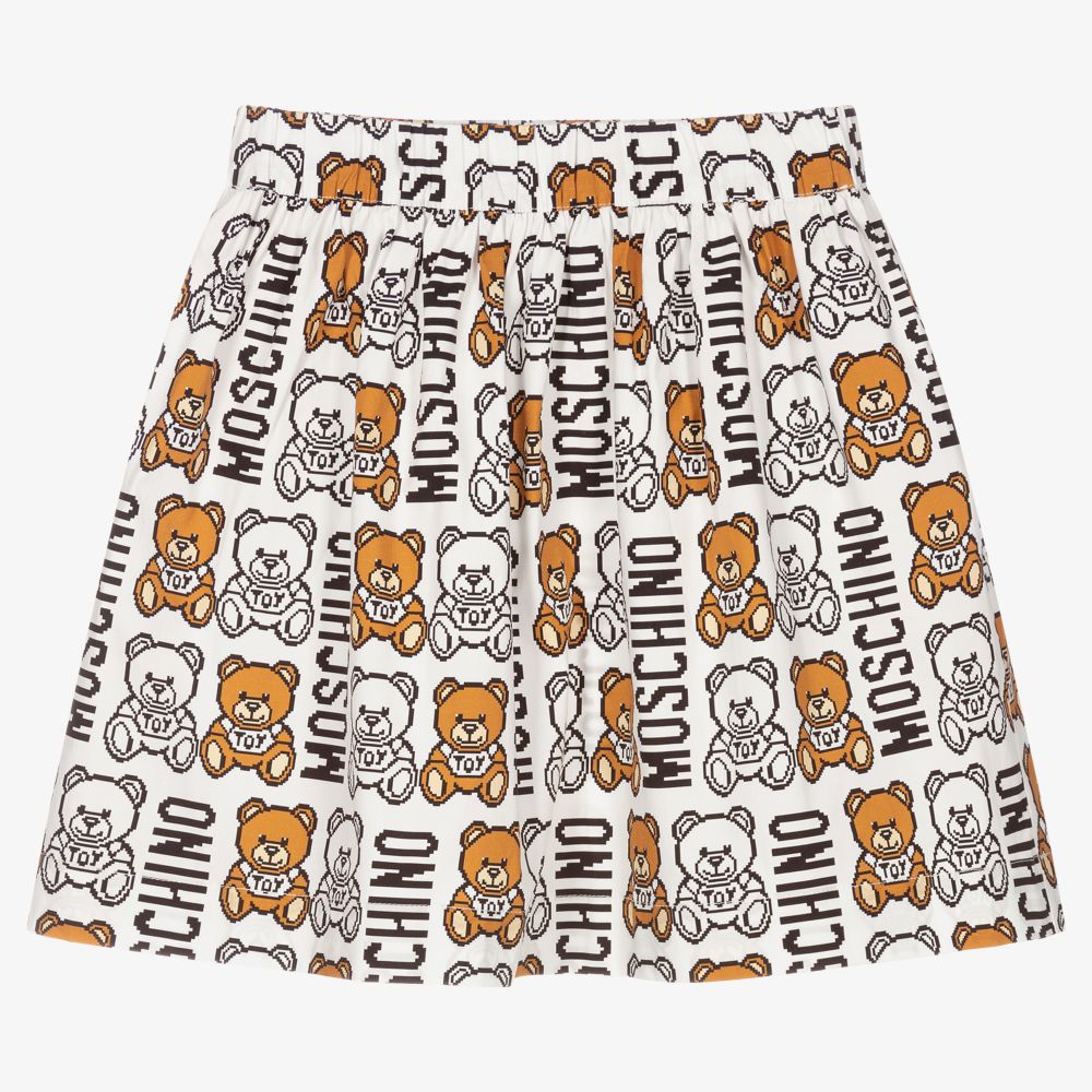 Moschino Kid-Teen-White Teddy Bear Logo Skirt | Childrensalon Outlet
