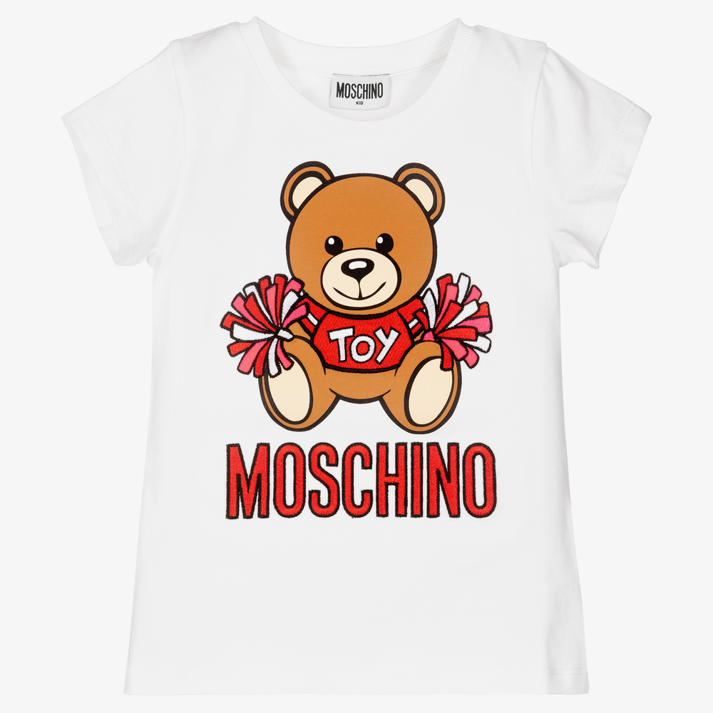 Moschino Kid-Teen - Weißes T-Shirt mit Teddy-Motiv | Childrensalon