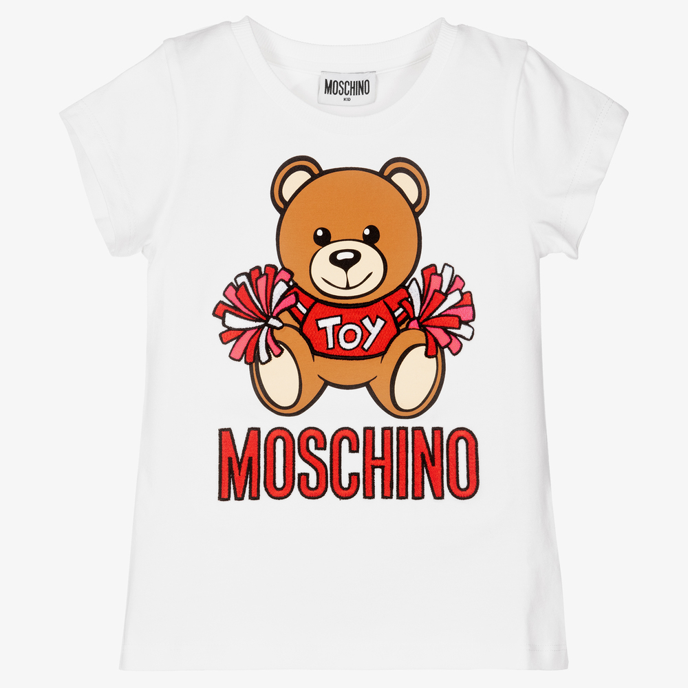 Moschino Kid-Teen - تيشيرت قطن جيرسي لون أبيض للبنات | Childrensalon