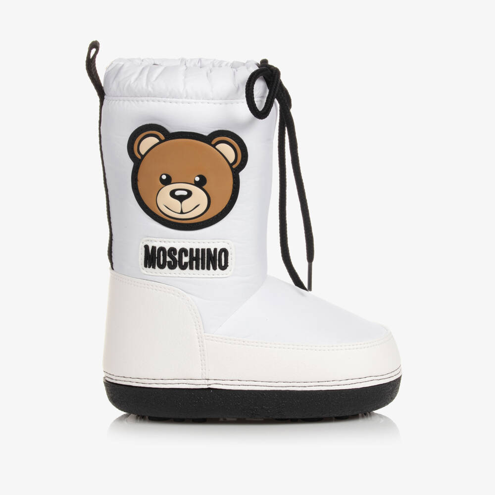 Moschino-White Teddy Bear Snow Boots | Childrensalon Outlet