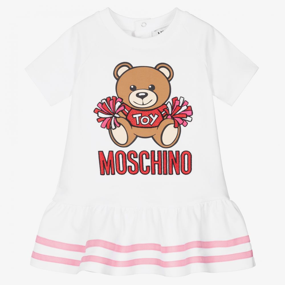 Moschino Baby - Короткое белое платье с медвежонком | Childrensalon