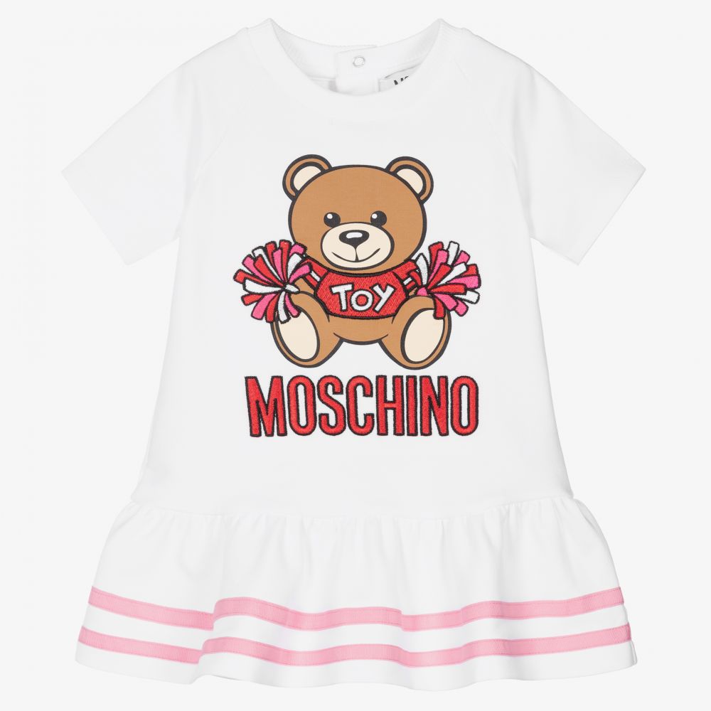 Moschino Baby - فستان قطن جيرسي لون أبيض | Childrensalon