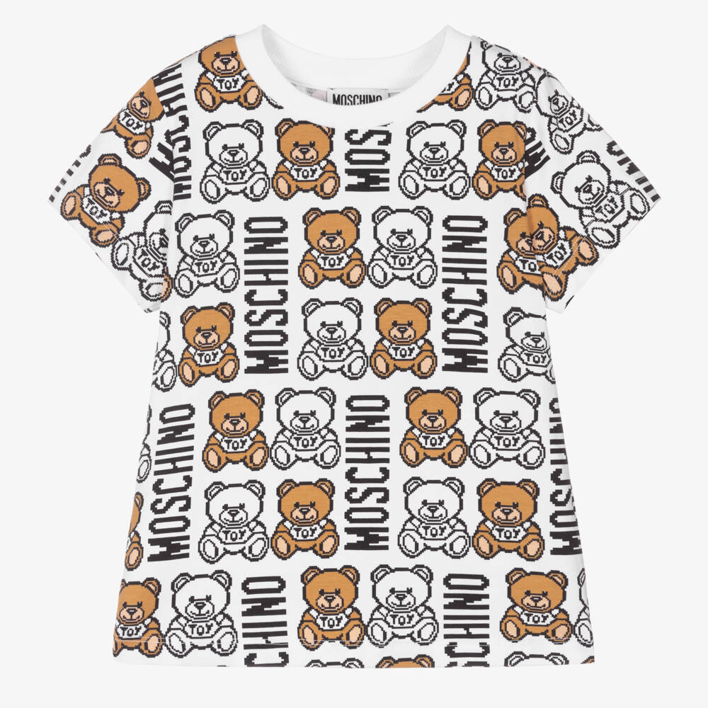 Moschino Kid-Teen-تيشيرت قطن جيرسي لون أبيض | Childrensalon Outlet