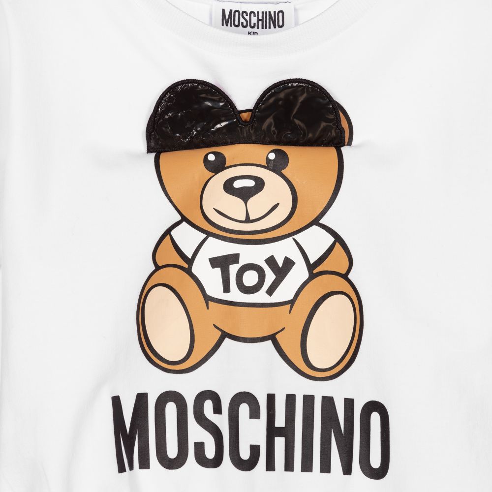 Moschino Кид-Тин-Белая футболка с медвежонком в солнцезащитных очках | Childrensalon Outlet