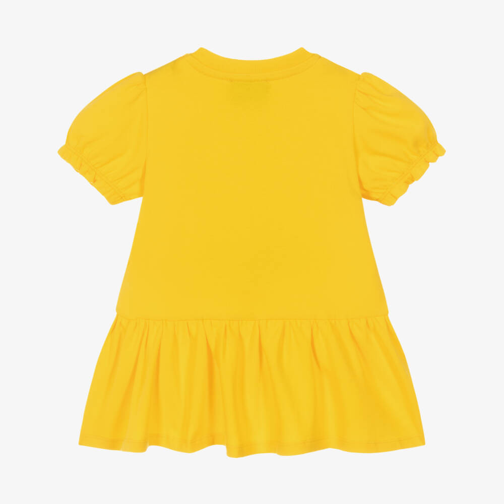 Moschino-Yellow Bear Logo Jersey Dress | Childrensalon Outlet