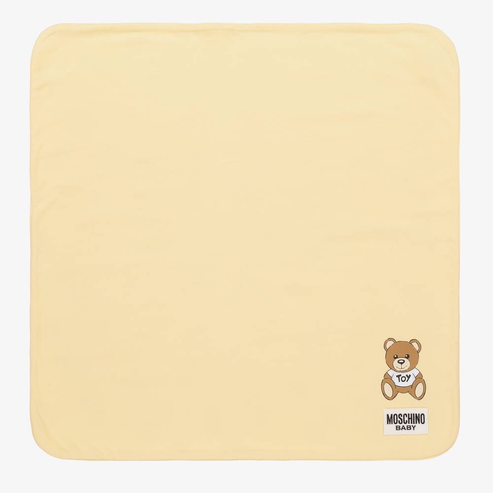Moschino Baby - Yellow Cotton Baby Blanket (70cm) | Childrensalon