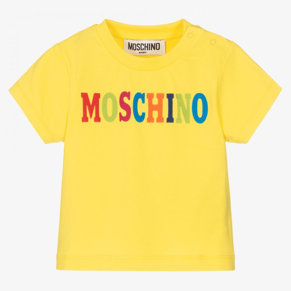 Moschino Baby - Yellow Cotton Baby T-Shirt | Childrensalon