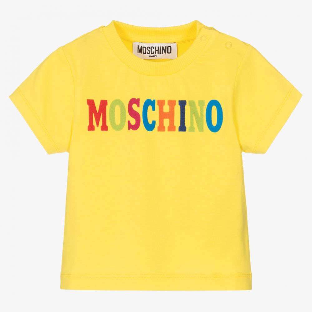 Moschino Baby-Yellow Cotton Baby T-Shirt | Childrensalon Outlet