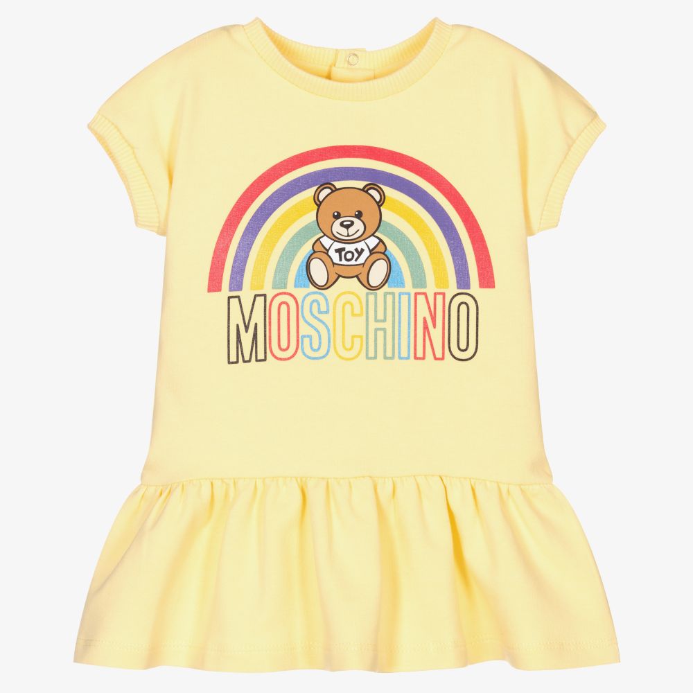 Moschino Baby - فستان قطن جيرسي لون أصفر | Childrensalon