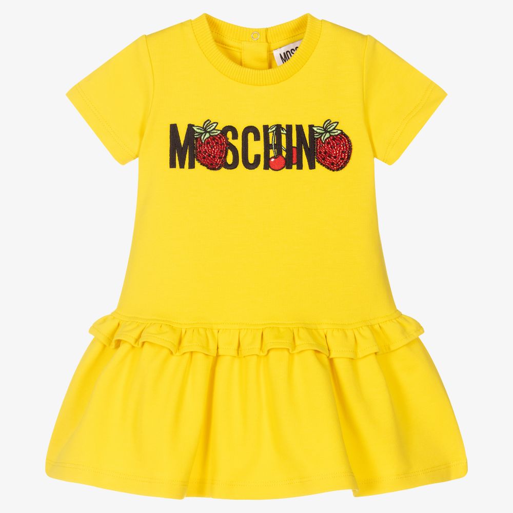 Moschino Baby - فستان قطن جيرسي لون أصفر | Childrensalon