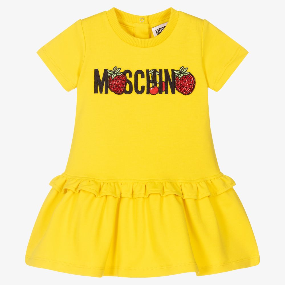 Moschino Baby-Yellow Cotton Jersey Dress | Childrensalon Outlet