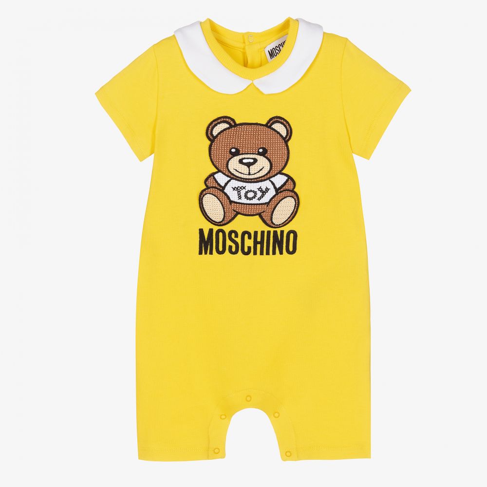 Moschino Baby - Yellow Cotton Logo Baby Shortie | Childrensalon