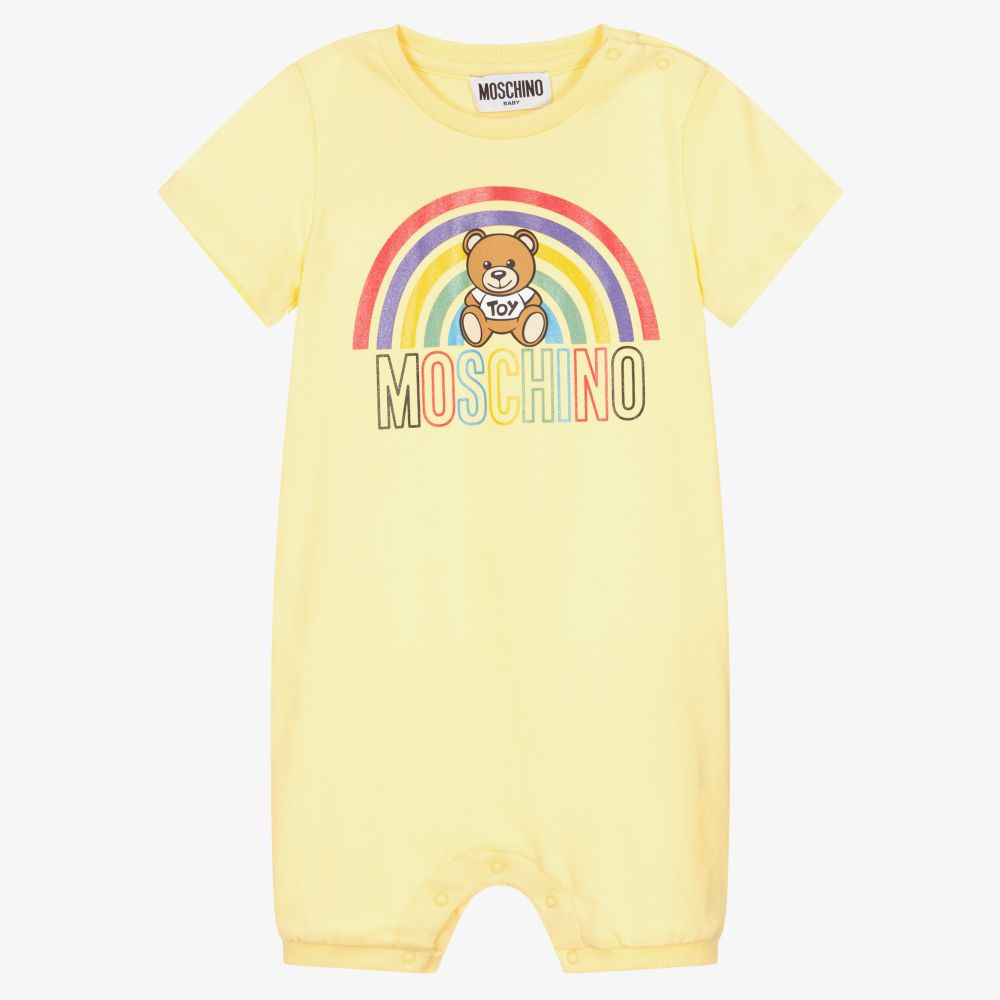 Moschino Baby - Yellow Cotton Logo Shorties | Childrensalon