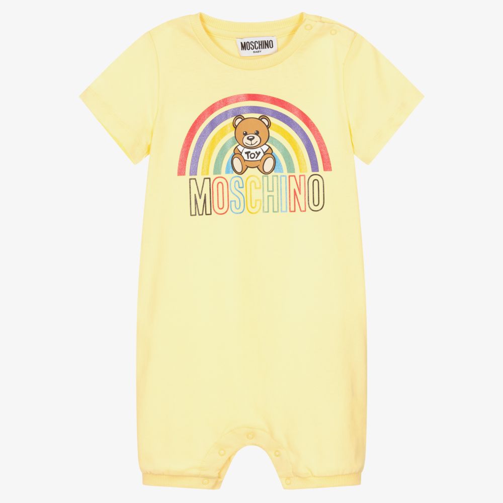 Moschino Baby - Barboteuse jaune en coton | Childrensalon