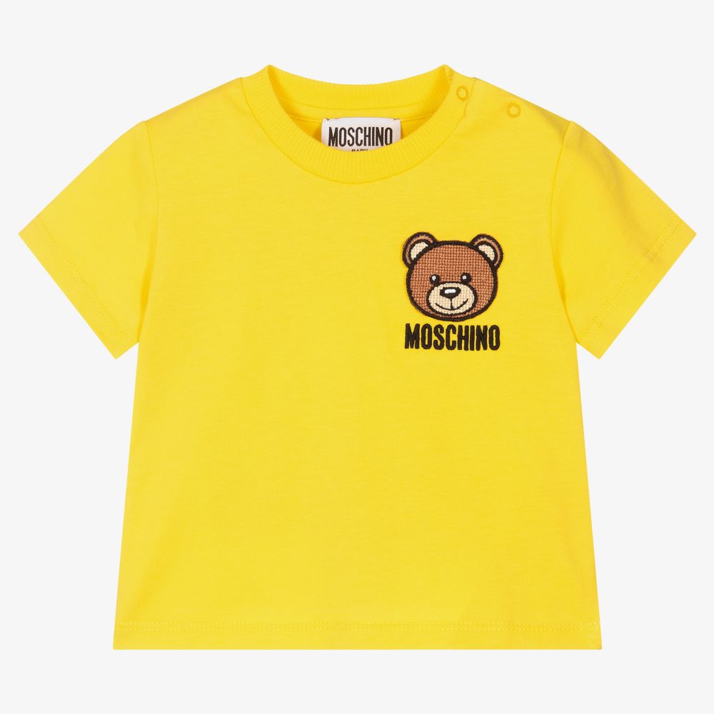 Moschino Baby-Yellow Cotton Logo T-Shirt | Childrensalon Outlet