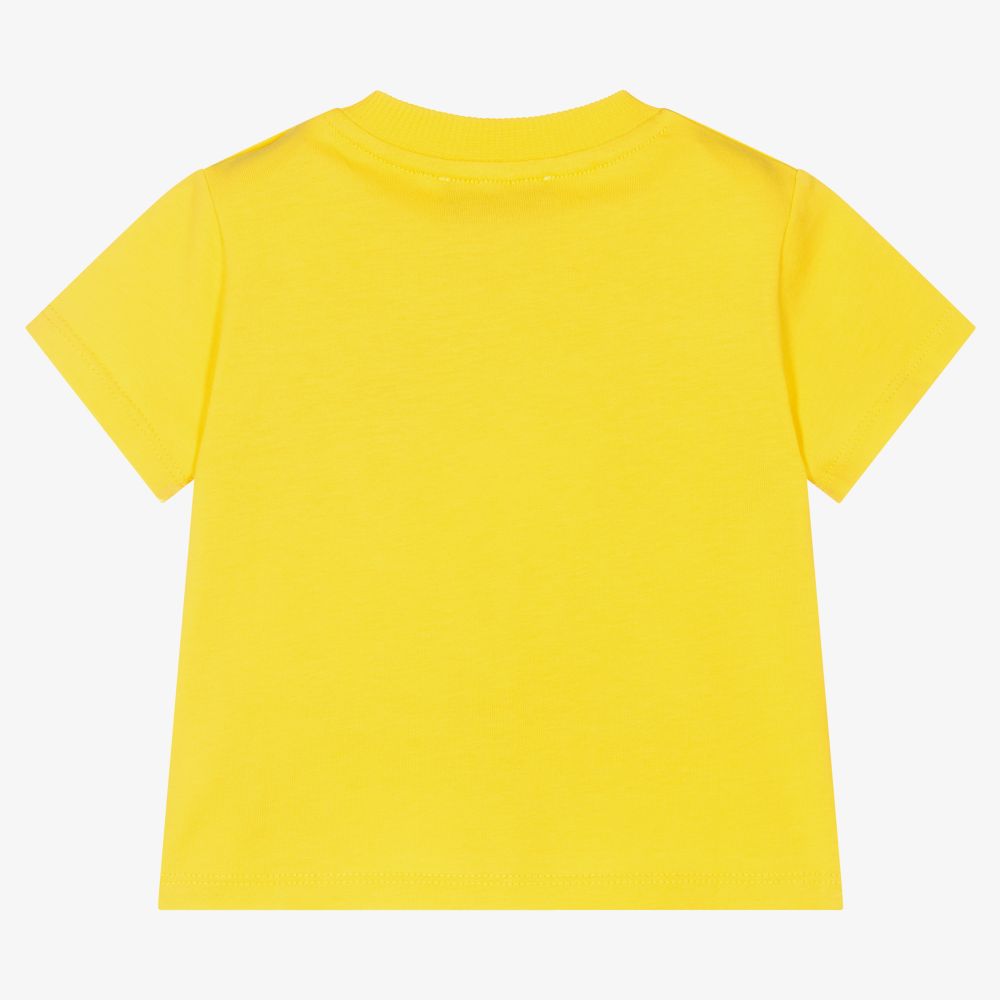 買い誠実 Moschino Baby - Yellow Cotton Logo T-Shirt | Childrensalon トップス
