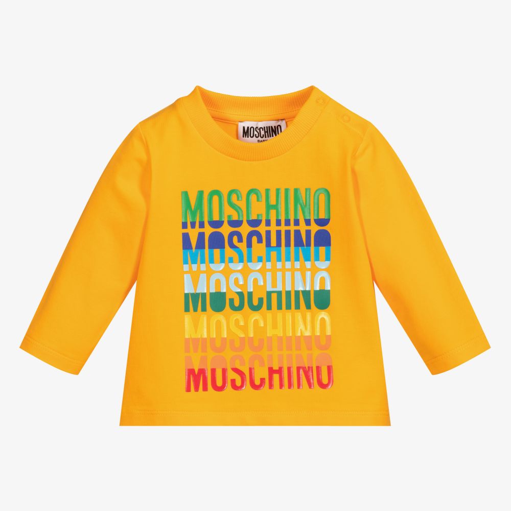 Moschino Baby - توب أطفال ولادي قطن جيرسي لون أصفر | Childrensalon