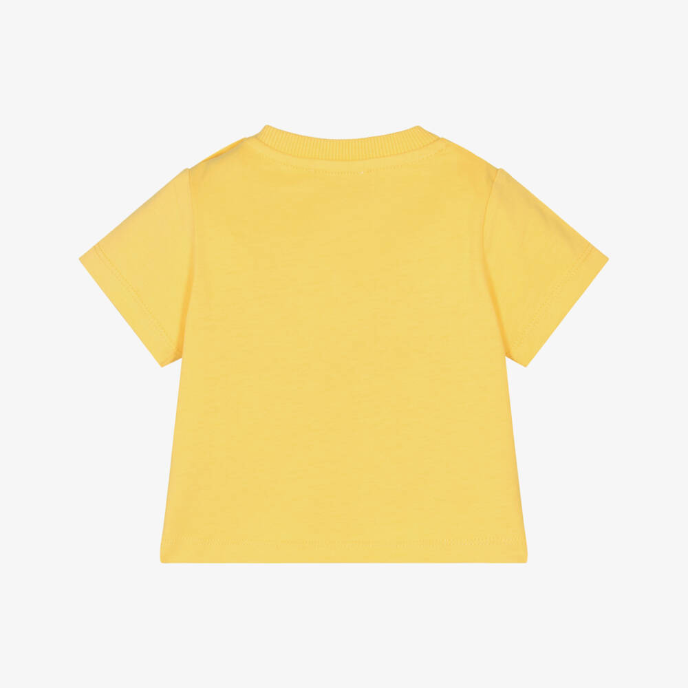 Moschino-Yellow Cotton Pencil Logo T-Shirt | Childrensalon Outlet