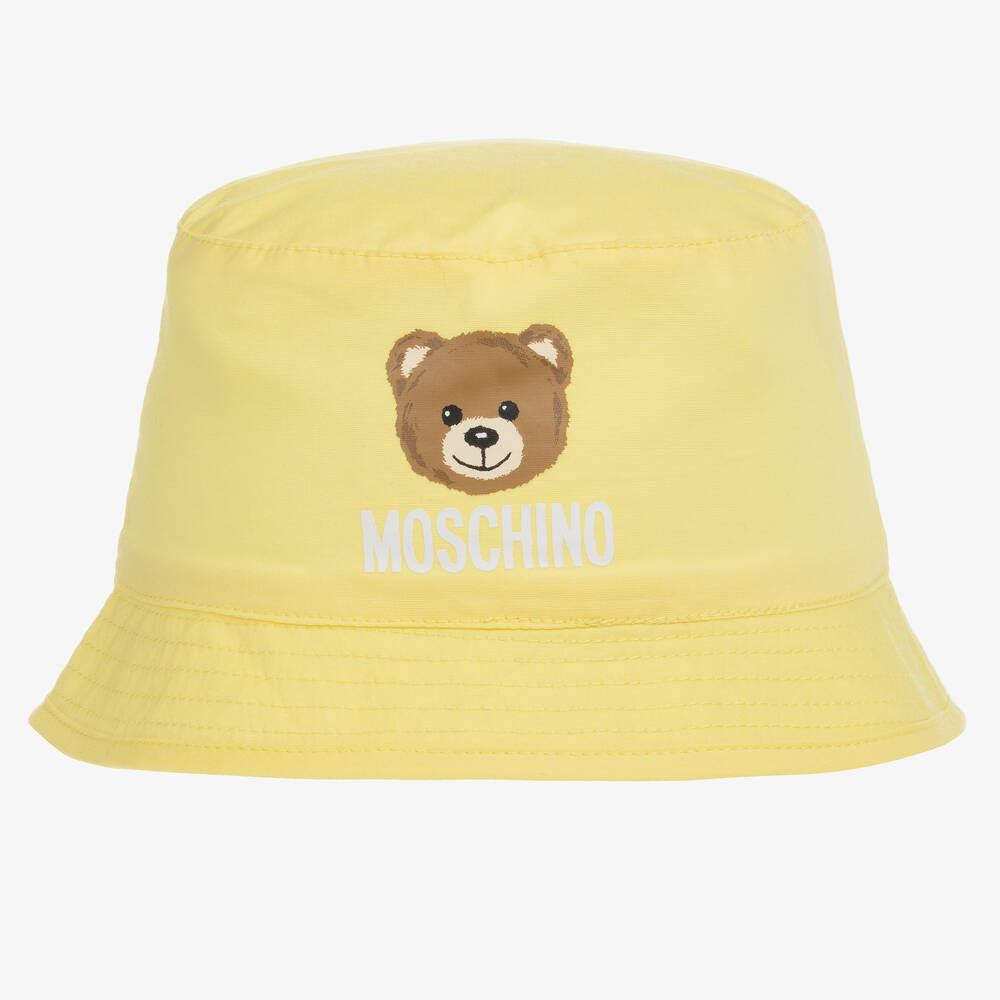 Moschino Baby - Yellow Cotton Teddy Print Sun Hat | Childrensalon