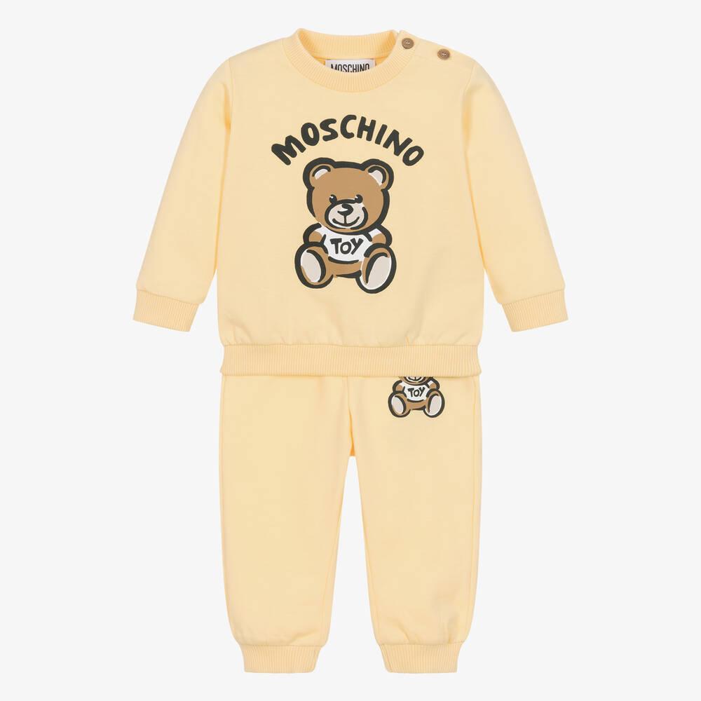 Moschino Baby - بدلة رياضية بطبعة تيدي بير قطن عضوي لون أصفر | Childrensalon