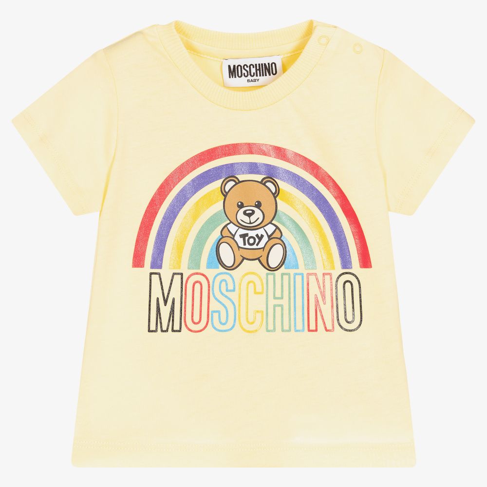 Moschino Baby - Yellow Rainbow Logo Ss T-shirt | Childrensalon