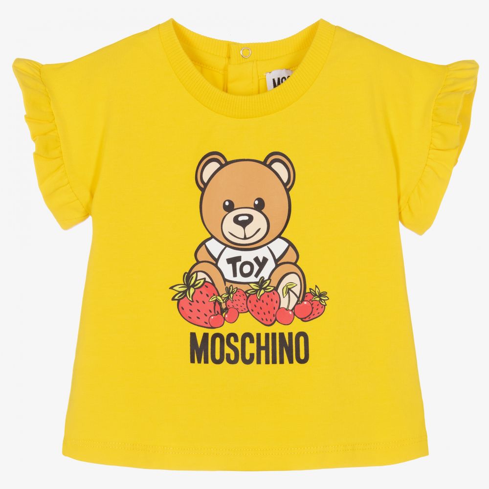 Moschino Baby - تيشيرت أطفال بناتي قطن جيرسي لون أصفر | Childrensalon