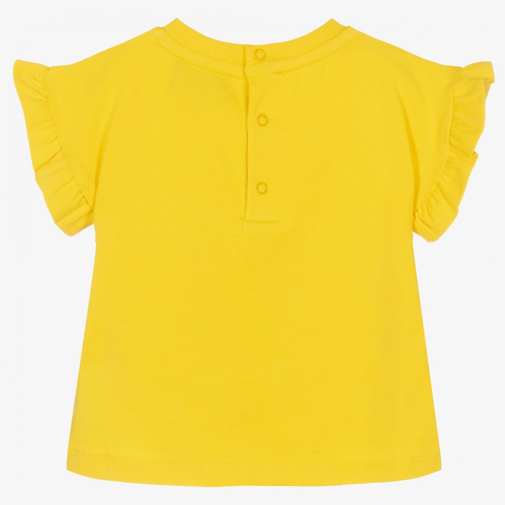 Moschino Baby-تيشيرت أطفال بناتي قطن جيرسي لون أصفر | Childrensalon Outlet