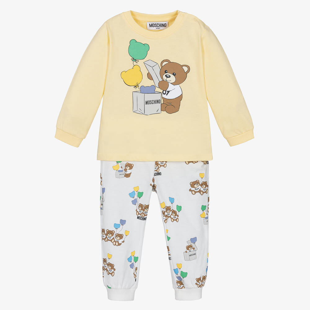 Moschino Малыши-Желтый топ и штанишки с медвежатами | Childrensalon Outlet