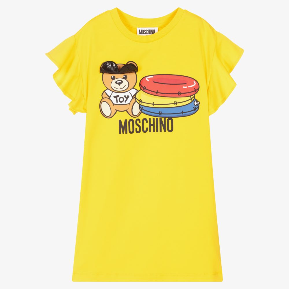 Moschino Kid-Teen-Yellow Teddy Bear Cotton Dress | Childrensalon Outlet