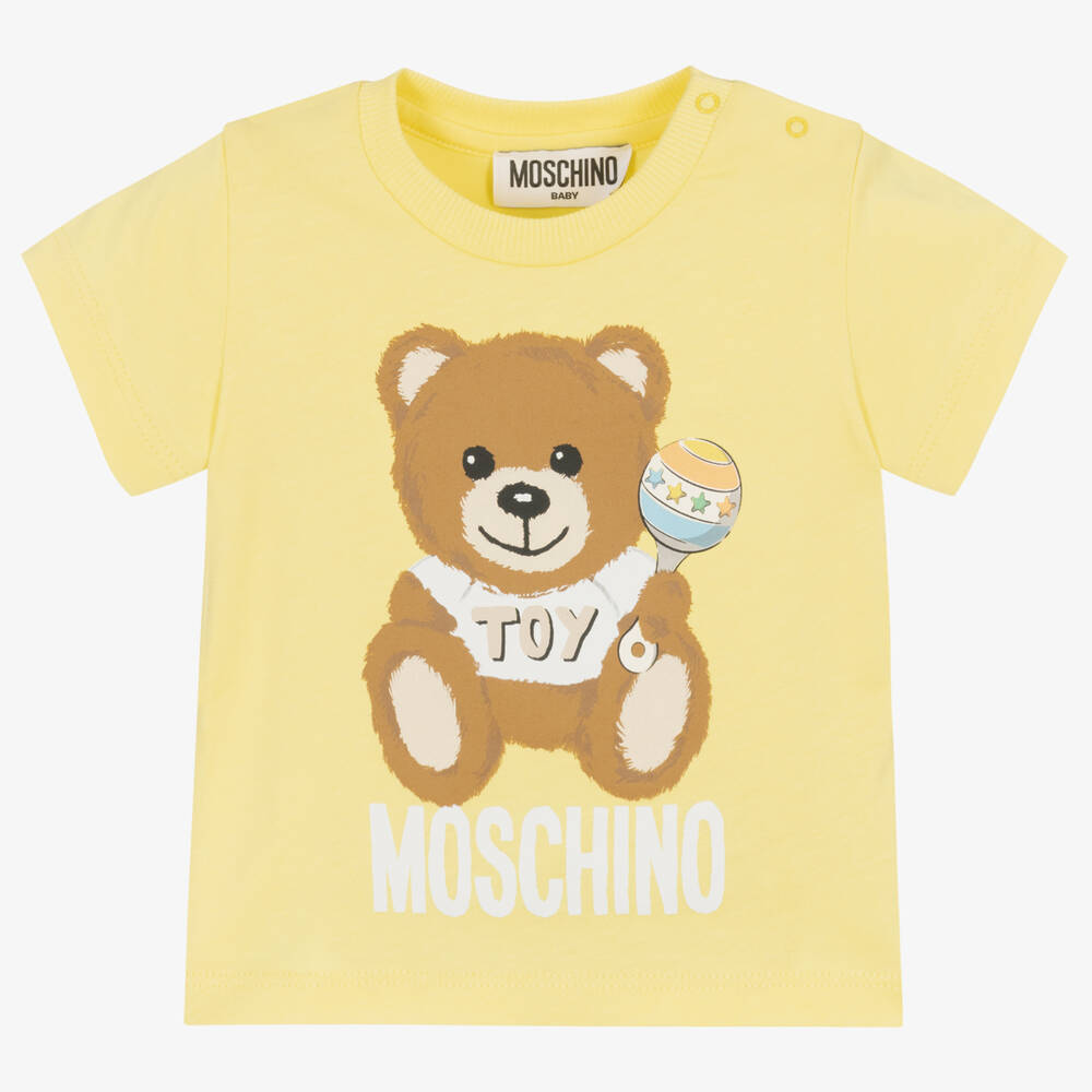 Moschino Baby - Yellow Teddy Bear Logo Cotton T-Shirt | Childrensalon