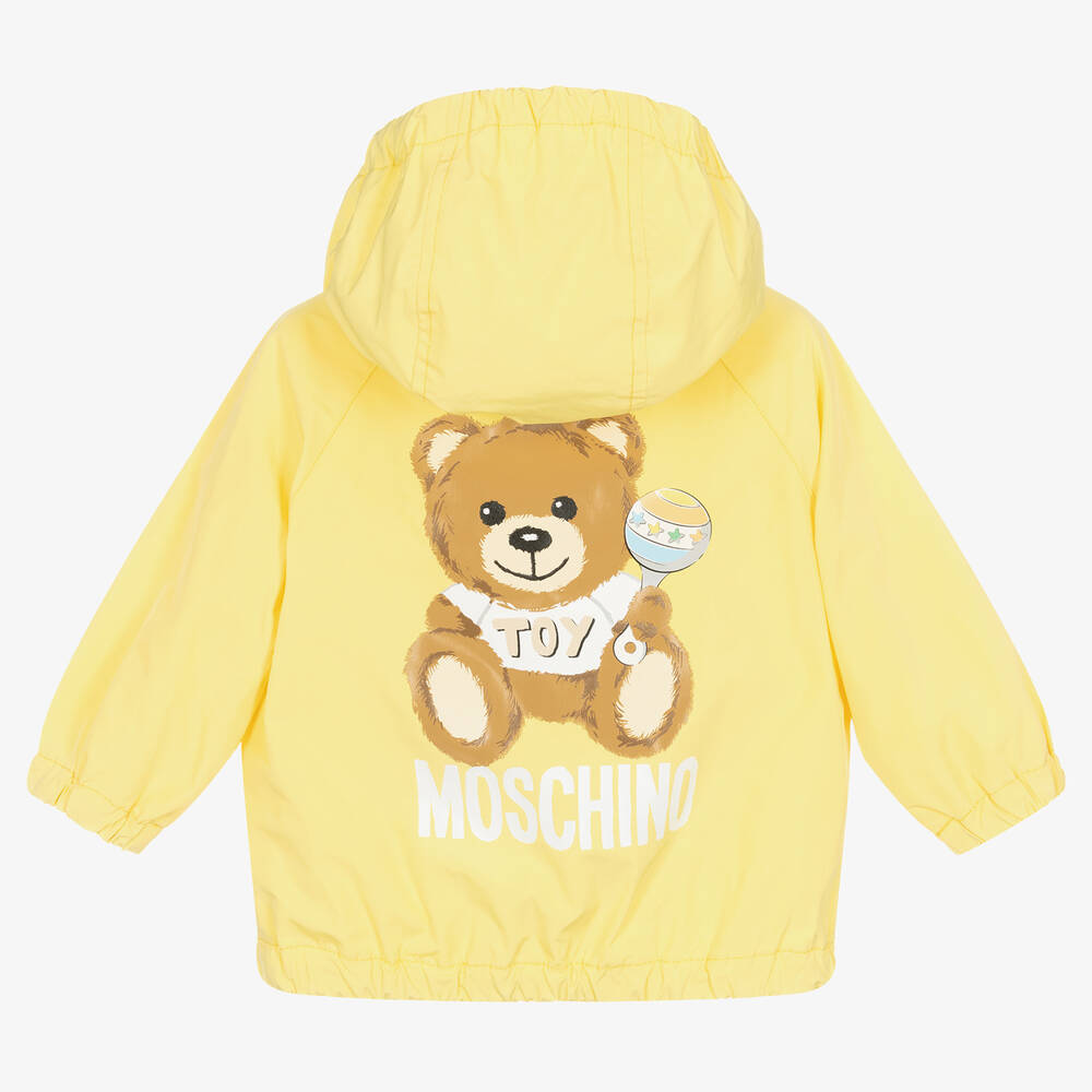 Moschino Baby Yellow Teddy Bear Logo Hooded Jacket