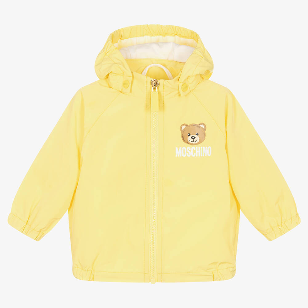 Moschino Baby Yellow Teddy Bear Logo Hooded Jacket