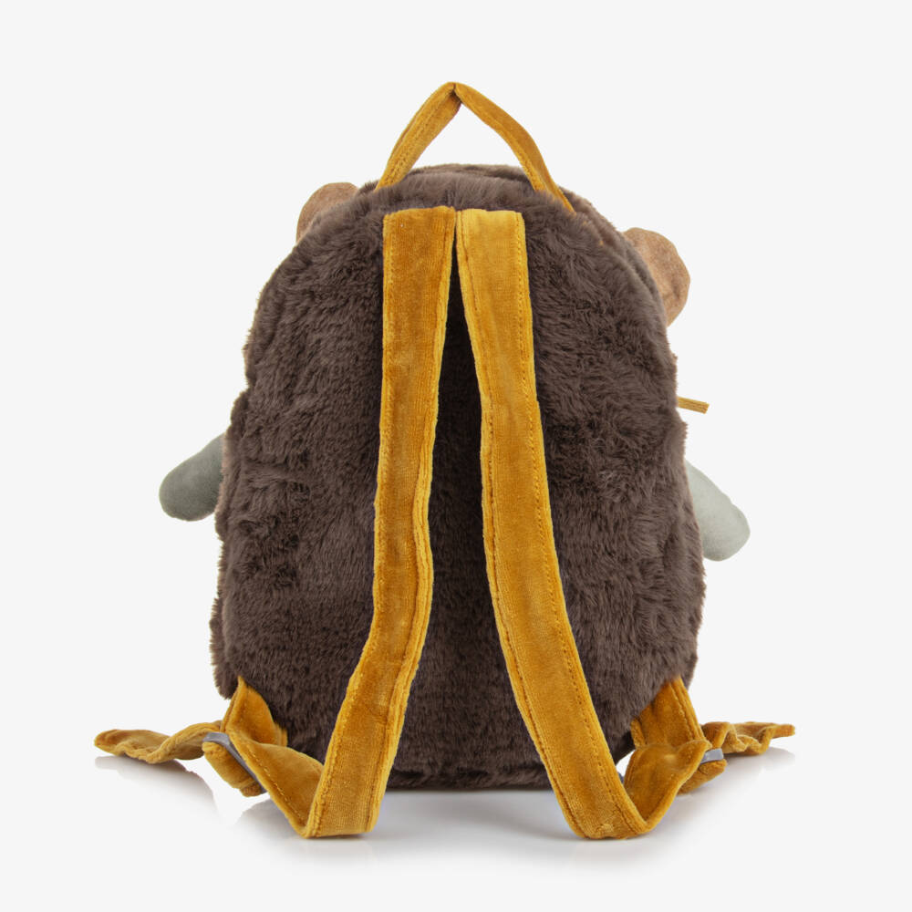 Moulin Roty-Boys Plush Brown Hedgehog Backpack | Childrensalon Outlet