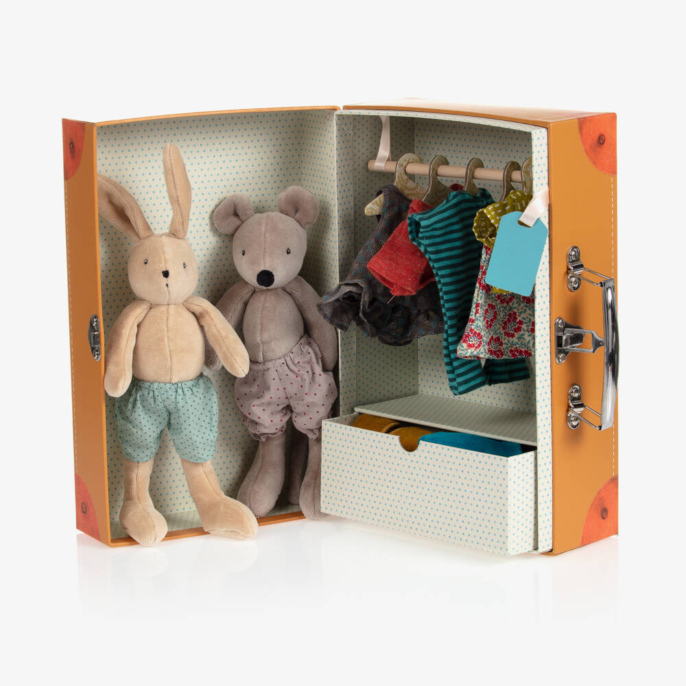 Moulin Roty-Girls Beige & Grey Playtime Wardrobe Set | Childrensalon Outlet