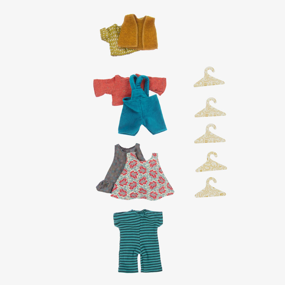 Moulin Roty-Girls Beige & Grey Playtime Wardrobe Set | Childrensalon Outlet